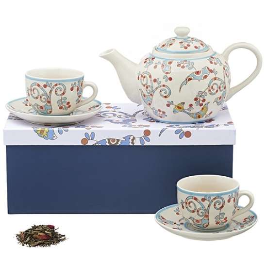 Ceramic Tea Set with Handcrafted Patterns | La Via del Te | 3pieces